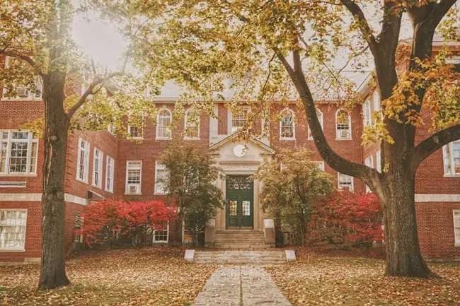 A university classroom building requires detailed architectural restoration and maintenance services