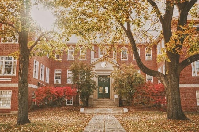 A university classroom building requires detailed architectural restoration and maintenance services