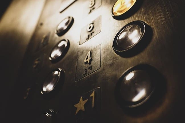 Healthcare property's hospital elevator with damaged metal finish