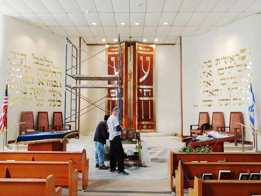 Featured image for “Woodwork and Metallic Trim Beautifully Restored in Hamden, CT Synagogue”